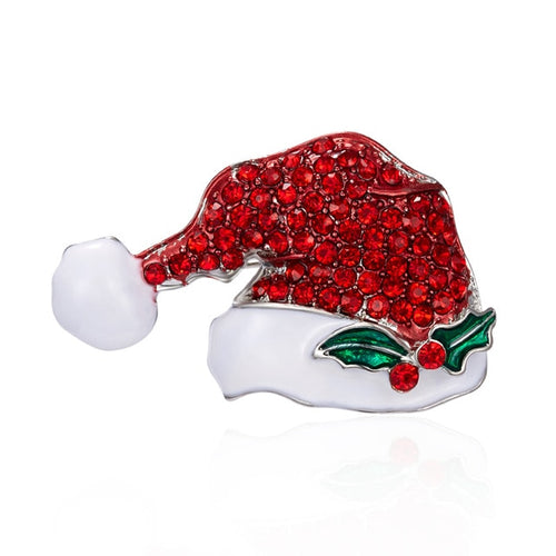 Load image into Gallery viewer, Rhinestone Crystal Christmas Enamel Brooch Pin
