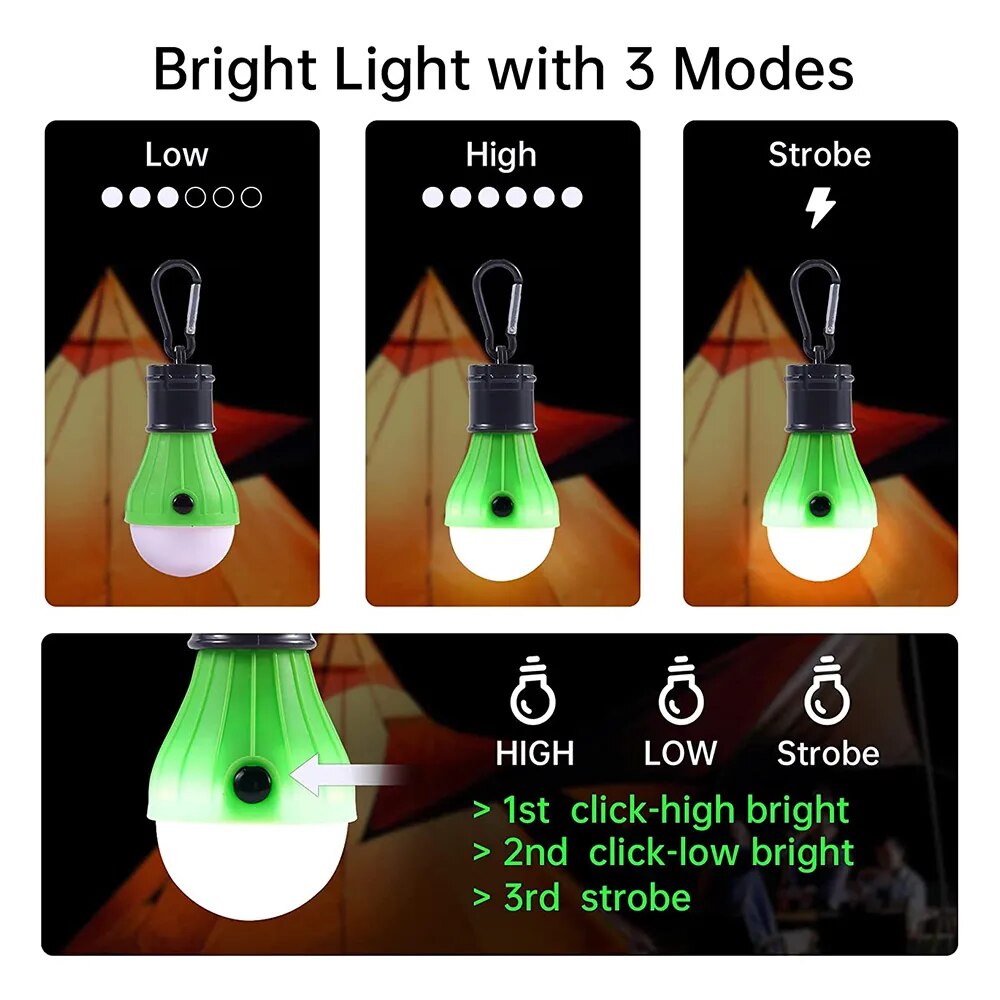 Camping Light Bulb Portable LED Camping Lantern Camp Tent Lights Lamp Camping Gear and Equipment with Clip Hook for Indoor