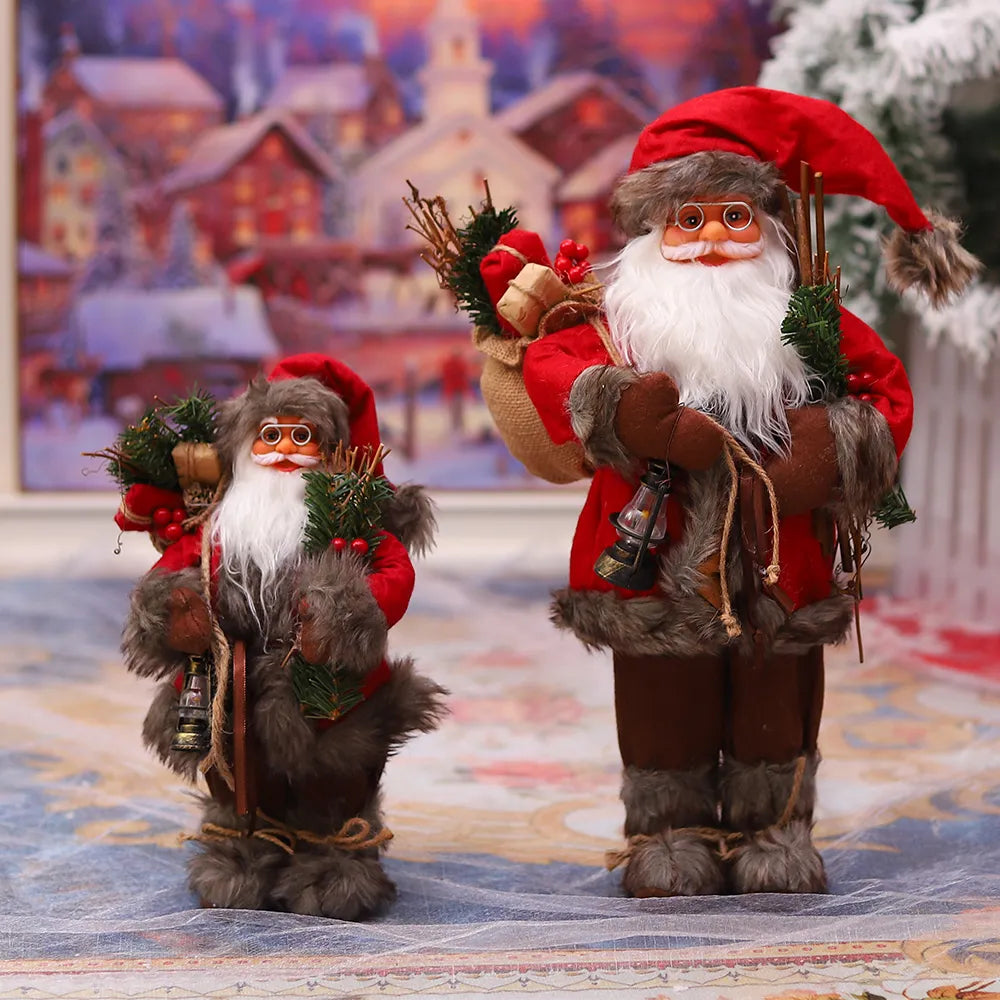 90/60/45cm Large Santa Claus Merry Christmas Decorations for Home Happy New Year 2023 Fabric Knitting Clothes Doll Window Decor